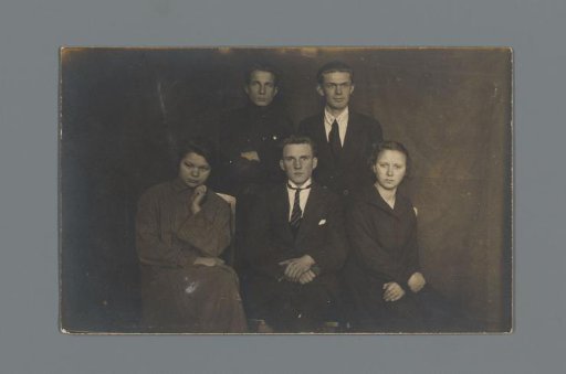 Group portrait of five unknown young people