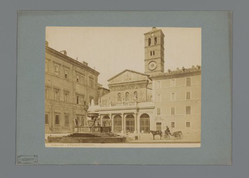 Facade of the Basilica of Santa Maria in Trastevere in Rome, Italy