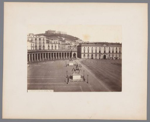 View of the Piazza del Plebiscito with the Largo Palazzo and the Equestrian Statues of Ferdinand I and Charles III of Spain, Naples, Italy