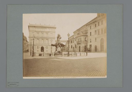 View of Piazza Barberini with the Fontana del Tritone in Rome, Italy
