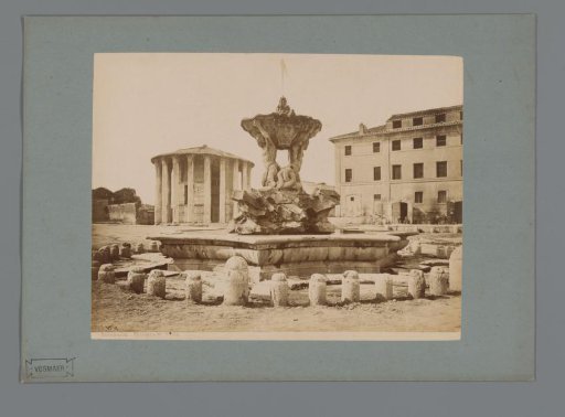 View of the Forum Boarium and the Temple of Hercules Invictus in Rome, Italy