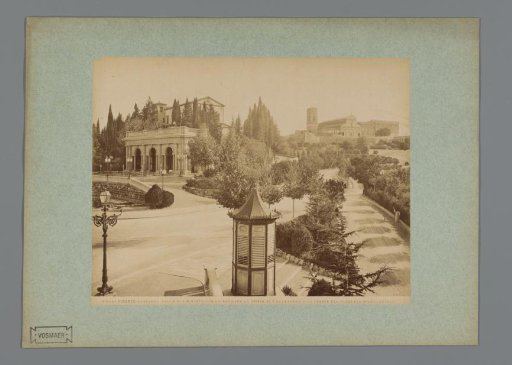 View of the Piazzale Michelangelo with the Chiesa di San Salvatore al Monte and San Miniato al Monte in Florence, Italy