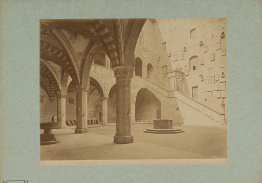 View of the courtyard of the National Museum Bargello in Florence, Italy