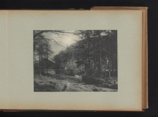 View of a building among trees, presumably on the Llugwy in Betws-y-Coed, Wales