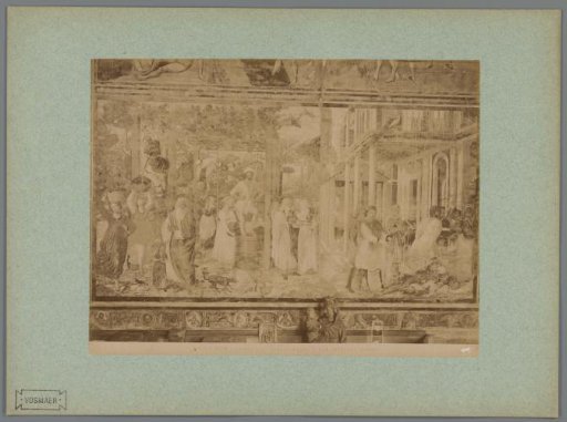 Photographic reproduction of the fresco The Drunkenness of Noah by Benozzo Gozzoli