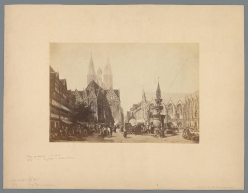 Photographic reproduction of a painting depicting the market of Braunschweig