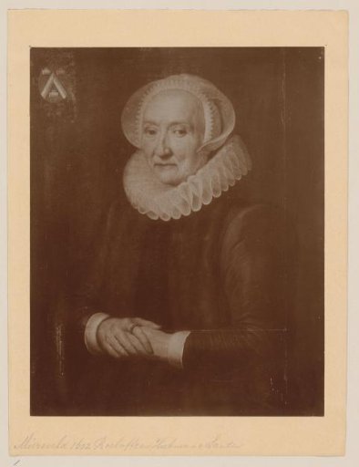 Photographic reproduction of a painted portrait of Aletta van der Laen