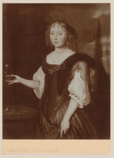 Photographic reproduction of a painted portrait of Margaretha Le Gouche