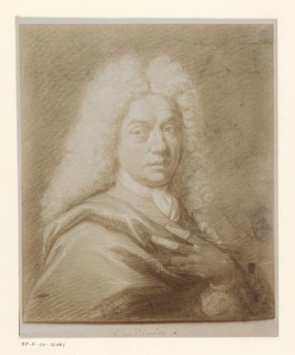 Photographic reproduction of a drawn self-portrait by Norbert van Bloemen