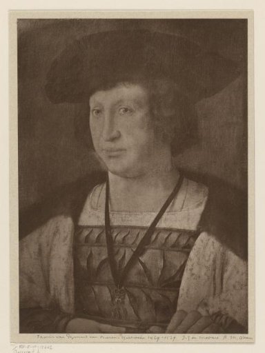 Photographic reproduction of a painted portrait of Floris van Egmond, Count of Buren and Leerdam, by Jan Gossart