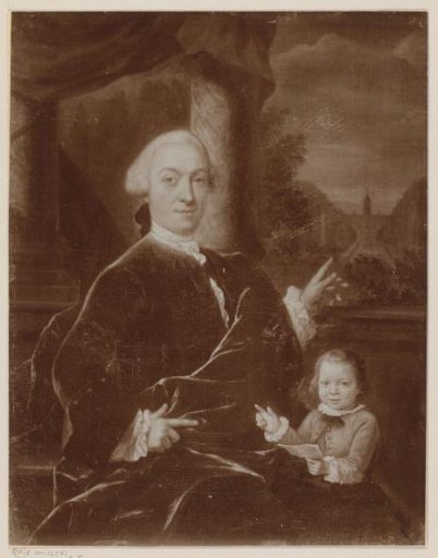 Photographic reproduction of a painted portrait of Jan van de Poll with his son, Harman