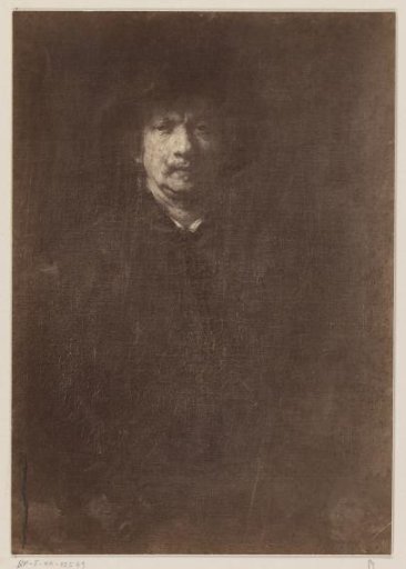 Photographic reproduction of a painted self-portrait by Rembrandt van Rijn