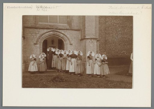 Girls in South-Beveland Costume in a Row Before a Church