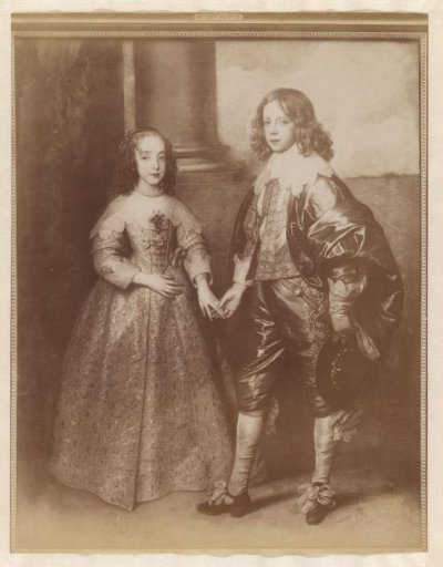 Photographic reproduction of the painted double portrait of William II and his bride Mary Stuart by Anthony van Dyck