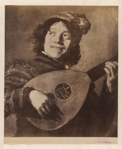 Photographic reproduction of the painting 'The Lute Player' by Frans Hals