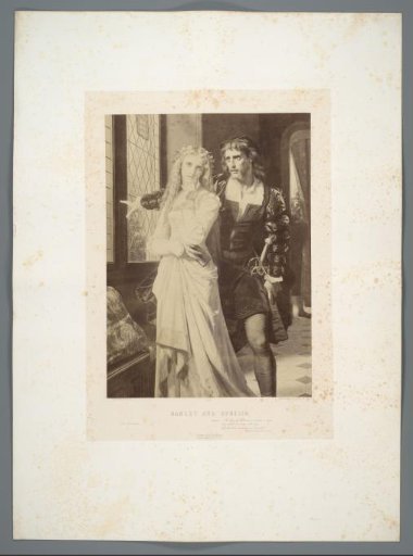 Photographic reproduction of the painting Hamlet and Ophelia by Hugues Merle