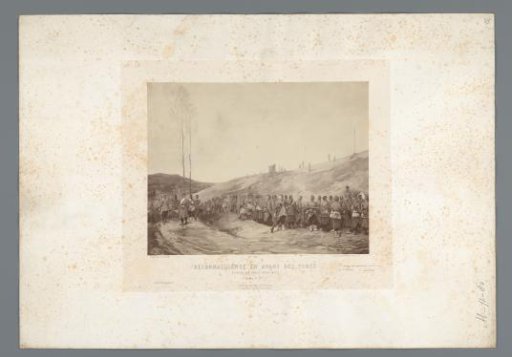 Photographic reproduction of the painting Reconnaissance en avant des forts by Léon du Paty