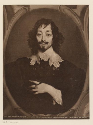 Reproduction of a detail from a painted portrait of Constantijn Huygens
