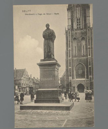 Delft. Statue of Hugo de Groot - Market