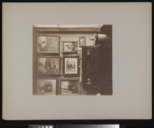 Interior of Stadhouderskade 56, the residence of Andries Bonger in Amsterdam, with paintings by Odilon Redon on the wall