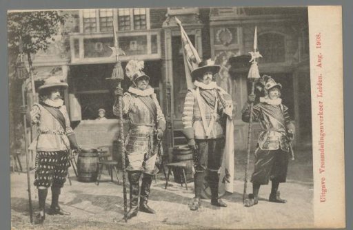 Men in costume during the Old Holland festivities in Leiden
