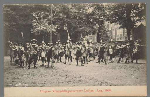 Men in costume during the Old Holland festivities in Leiden