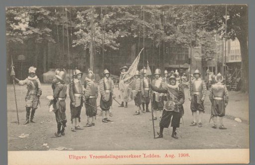 Men in costume during the Old Holland festivities in Leiden