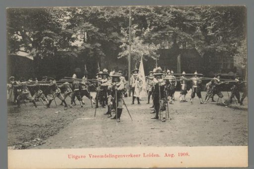 Men in costume during the Old Holland festivities in Leiden