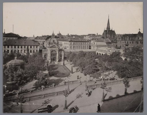 View of the Kochbrunnenplatz in Wiesbaden