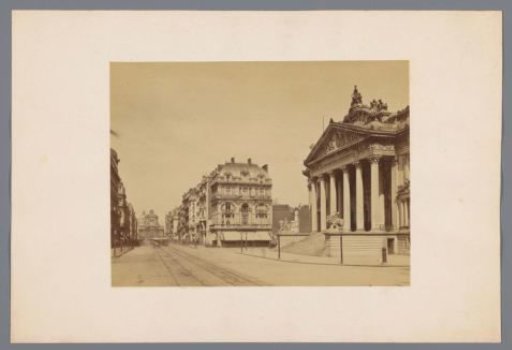 Boulevard Anspach with the Stock Exchange Building to the right in Brussels, Belgium