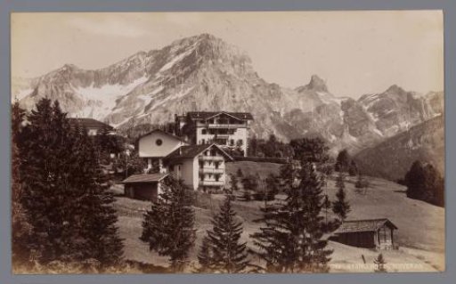 View of the Grand Hotel Muveran at the foot of the Muveran in Switzerland