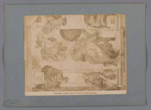 Photographic reproduction of the fresco The Creation of the World by Michelangelo in the Sistine Chapel