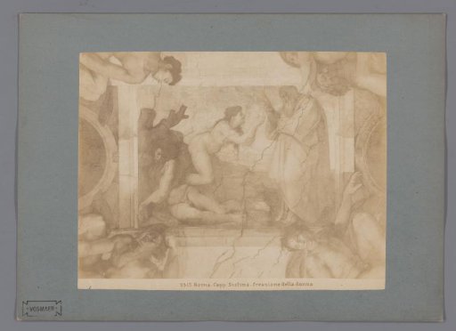 Photographic reproduction of the fresco The Creation of Woman by Michelangelo in the Sistine Chapel