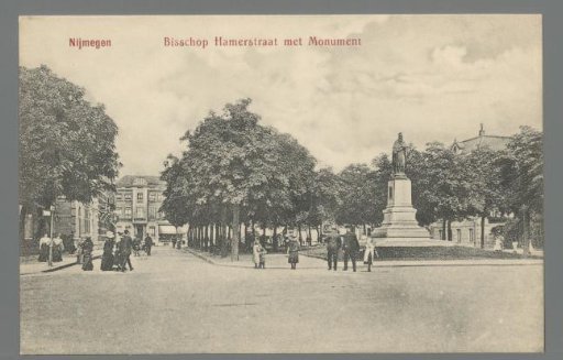 Nijmegen. Bisschop Hamerstraat with monument