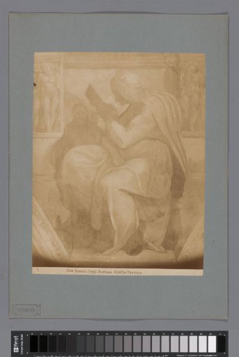 Photographic reproduction of the fresco The Persian Sibyl by Michelangelo in the Sistine Chapel