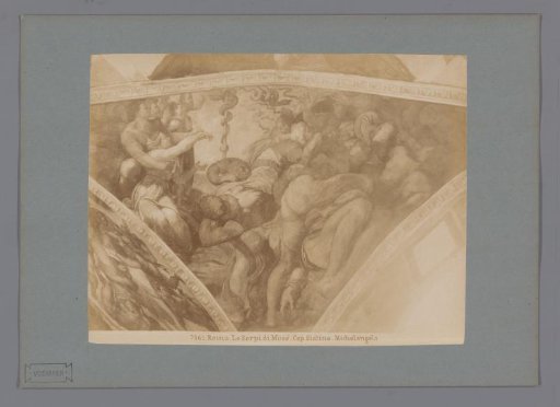 Photographic reproduction of the fresco The Brazen Serpent by Michelangelo in the Sistine Chapel