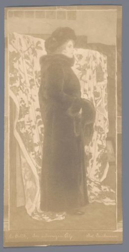 Photographic Reproduction of the Painting 'In a Black Fur' by Emil Orlik