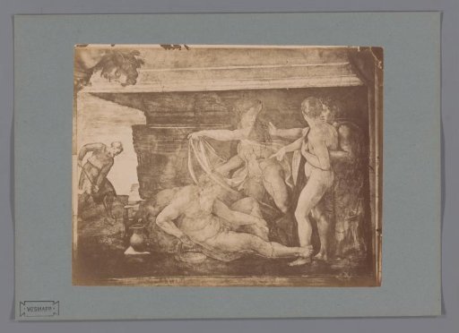 Photoreproduction of the fresco The Drunkenness of Noah by Michelangelo in the Sistine Chapel