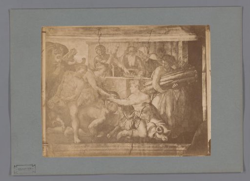 Photoreproduction of the fresco The Sacrifice of Noah by Michelangelo in the Sistine Chapel