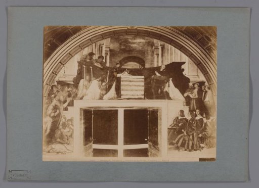Photographic reproduction of the fresco The Miracle of Bolsena by Raphael in the Camere di Raffaello