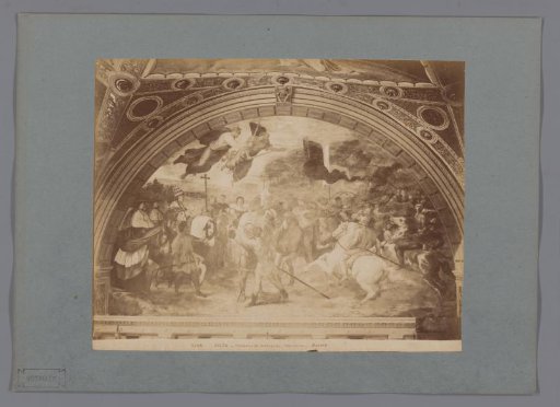 Photographic reproduction of the fresco Attila by Raphael in the Raphael's Rooms