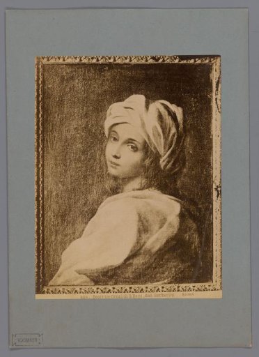 Photographic reproduction of a painted portrait of Beatrice Cenci by Guido Reni, in the Galleria Barberini in Rome