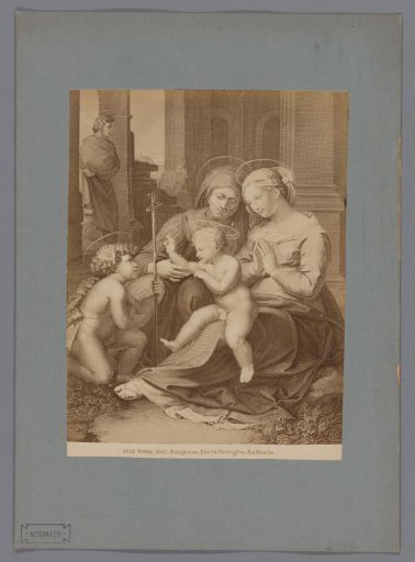 Photographic reproduction of an engraving after the painting Holy Family by Raphael