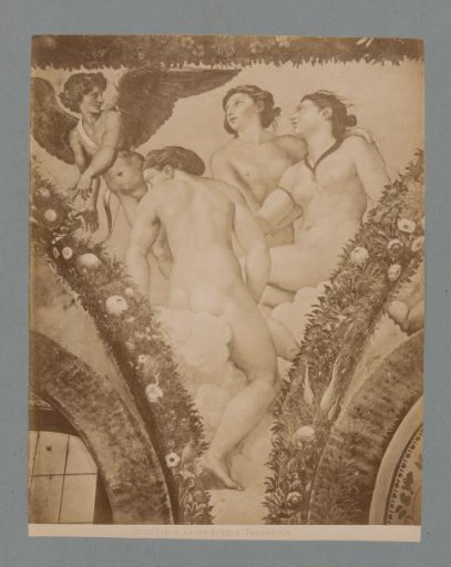 Photographic reproduction of the fresco The Three Graces in the Loggia di Psiche, Villa Farnesina in Rome