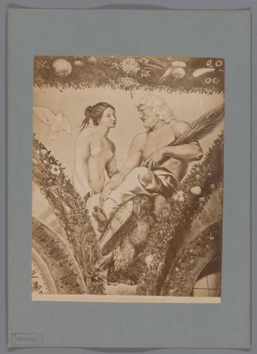 Photographic reproduction of the fresco Venus and Jupiter in the Loggia di Psyche, Villa Farnesina in Rome