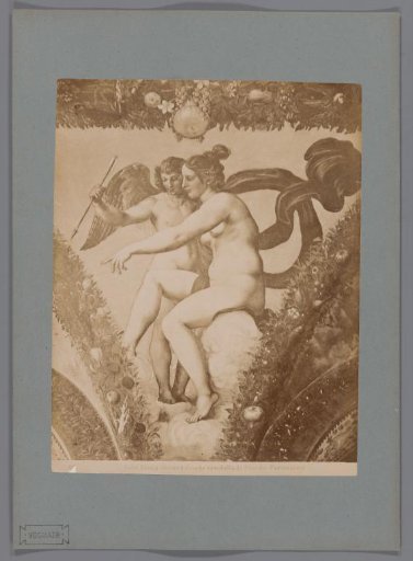 Photographic reproduction of the fresco Venus asks revenge from Cupid in the Loggia di Psiche, Villa Farnesina, Rome