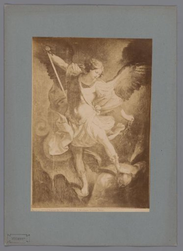 Photographic reproduction of the painting St. Michael by Guido Reni in the S. Maria della Concezione, Rome