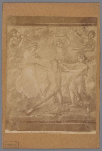 Photographic Reproduction of a Fresco of the Tearing Apart of Pentheus by Agave and Ino in the Casa dei Vettii in Pompeii