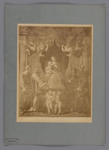 Photographic reproduction of the painting Madonna del Baldacchino by Raphael in the Galleria Pitti in Florence
