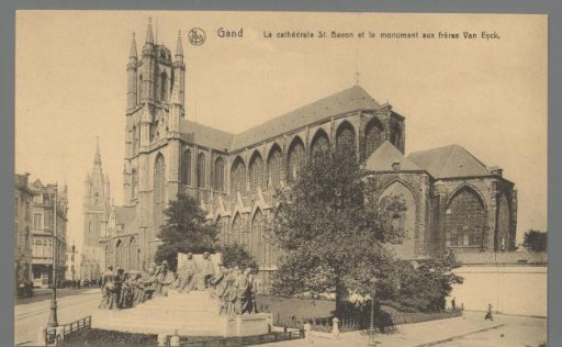 Ghent. St. Bavo's Cathedral and the monument to the Van Eyck brothers